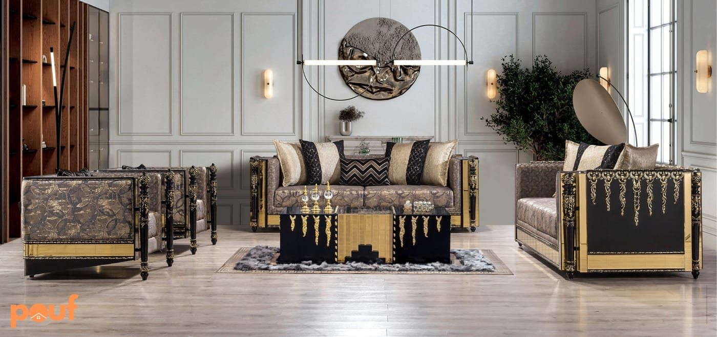 Pouf Luxury Collection — ornate Turkish furniture with gold accents